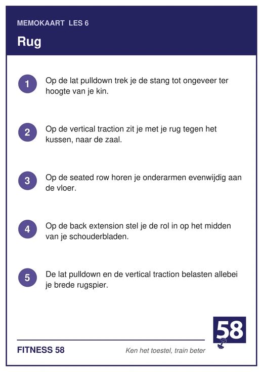 Memokaart van les 6